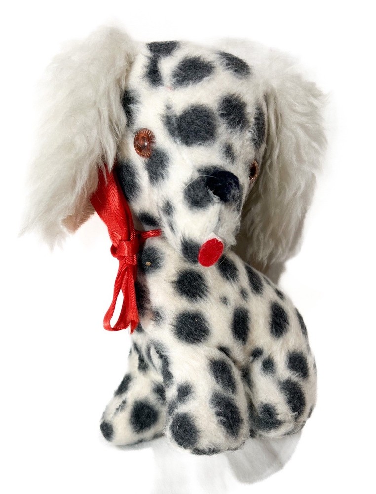 UNBRANDED MCM Dalmatian Black White Plush Puppy Stuffed Animal Vintage 50s? 60s?