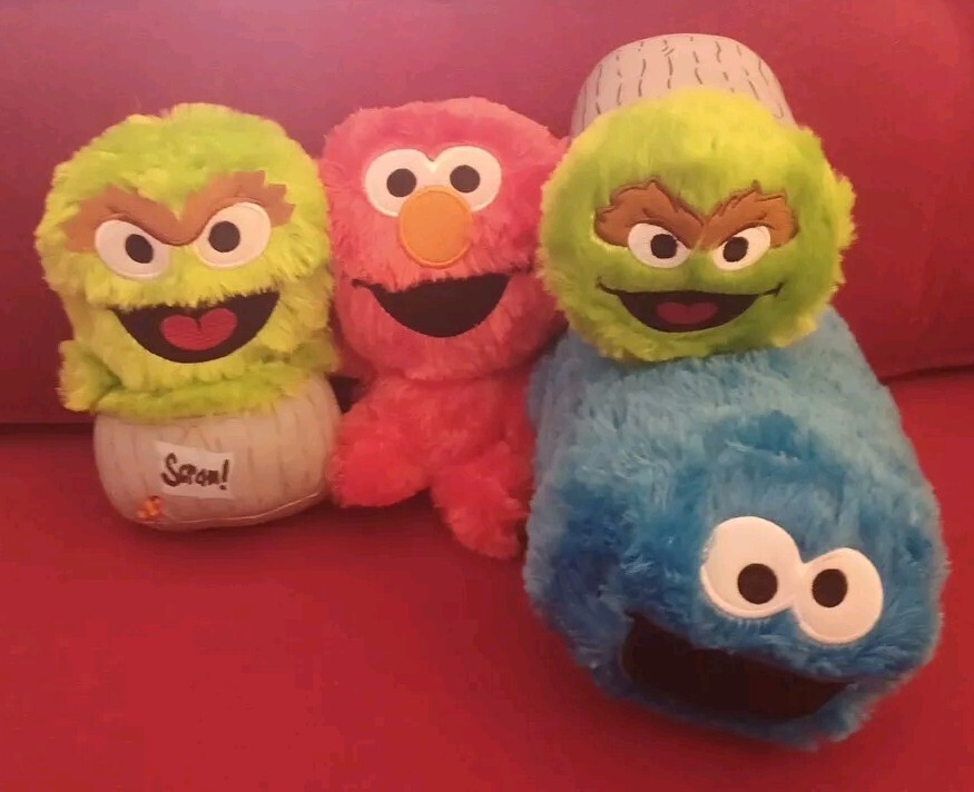 Sesame Street Muppets Plush Lot Oscar The Grouch Elmo Cookie Monster Stuffed