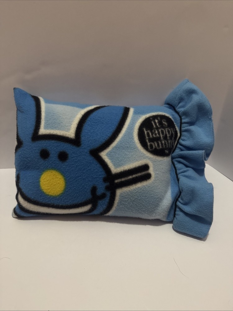 Jim Benton It’s Happy Bunny Pillow Plush Fleece Blue Rare Vintage Nostalgia Y2K