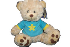Beige Teddy Bear Brown Nose Blue Yellow Flower Shirt NWT Plush 12″ KellToy Lovey