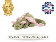 Jellycat Malachy Dragon Exclusive Green/Pink Plush &Brand New without Tags