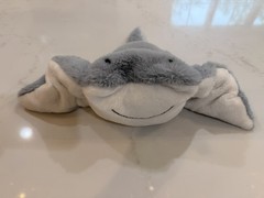 Hugz Gray & White Stingray Plush Stuffed Animal Small 6-14 in Spot Clean Only