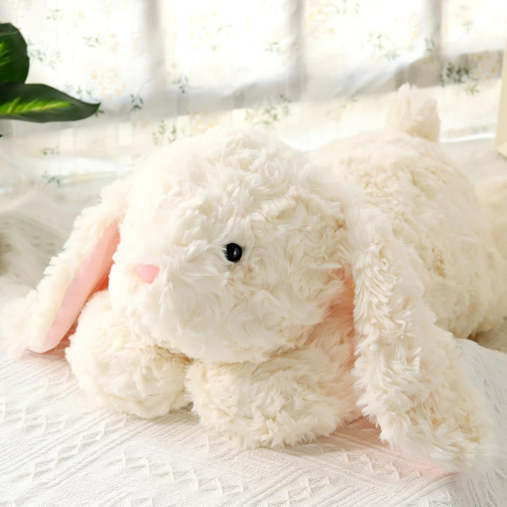 Fluffy 20.5″ Weighted Bunny Plush Toy – Cute Cuddle Pillow for Kids