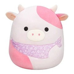 Squishmallow 14″ Vday Pastel Reshma Pink Cow Bandana Farm Plush BNWT