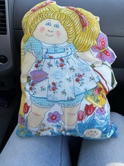 Cabbage Patch Kids Vintage Stuffed Doll Pillow Blue Dress Blonde Hair 1983