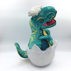Redemption Plus Plush Dinosaur Green Yellow Hatching From Silver Egg 13″