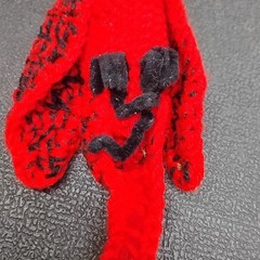 Vintage Handmade 8″ Crochet Red Stuffed Plush Yarn Cardinal Bird Decor