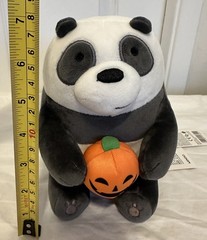 Miniso Life Cartoon Network We Bare Bears Sitting Panda Holding Pumpkin Plush 7”