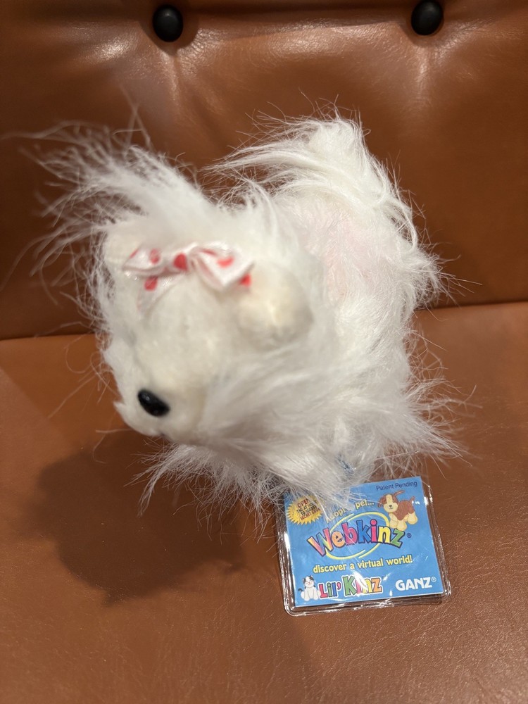 HM070 ~ Ganz Webkinz ~ White Yorkie Dog Stuffed Animal Plush Toy Pink Bow