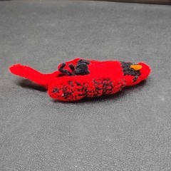 Vintage Handmade 8″ Crochet Red Stuffed Plush Yarn Cardinal Bird Decor