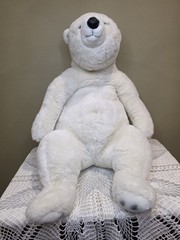 Large Vintage Plush 24″ Sitting Polar Bear Stuffy