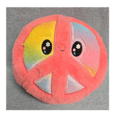 Kellytoy Peace Sign Plush Stuffed Animal Small Pink Multicolor Washable 2022