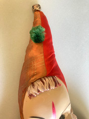 Vintage 1950’s 32 inch Carnival Prize Large Clown Jester Celluloid Face -Yikes!