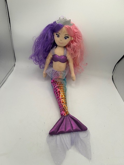 Aurora 18″ Sea Sparkles Rainbow Mermaid Sea Iris Plush Toy Purple/Pink Hair