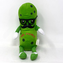 FIESTA Mr. Pickle Green 8″ Plush with Mustache Glasses Stuffed Toy EUC