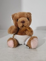 Vtg Russ Baby Bibi Bear Stuffed Plush Pacifier Diaper 7” With The Ear Tag.