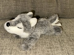 The Stuffed Animal House Wolf Gray Realistic Howling Laying 9” Plush Toy