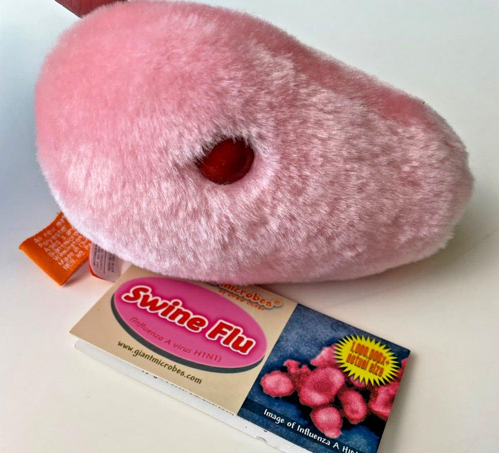 Giant Microbes Swine Flu by Drew Oliver NWT Pink Plush Toy 6 inches 2009