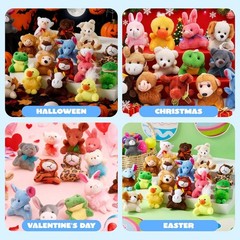 24 Pack Mini Animal Plush Toy Assortment 24 Units 3″ Each, Animals Keychain D…