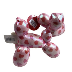 Standing Balloon Dog Stuffed Plush AOP Hearts Red/Pink 8” DAN DEE Soft Toy NWT