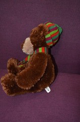 Fossil Teddy Bear Brown Soft Plush Stuffed Sitting Beanie Scarf 12″ A4