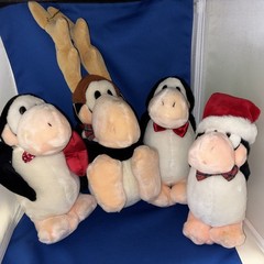 Vintage Opus Penguin Plush (4) Christmas Reindeer Antlers Santa Hat Bloom County