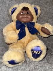 KUDDLE LOVE KIDS 15” Plush Doll Vinyl Face Blue Bow 1998 African American Soft