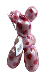 Standing Balloon Dog Stuffed Plush AOP Hearts Red/Pink 8” DAN DEE Soft Toy NWT