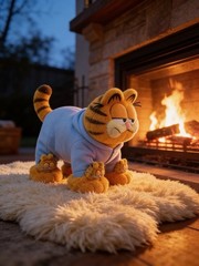 Vintage 1978 Garfield Plush Pajama Cat Dakin Stuffed Animal Sleepy Orange Tabby