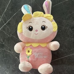 Cute & Cuddly Stuffed Animal Plush 15.9” Tall 3+ Years Old Pink Rabbit Sunflowe