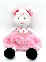 Baby Starters Plush Stuffed Girl Doll Lovey Pink White Black Polka Dot 12″