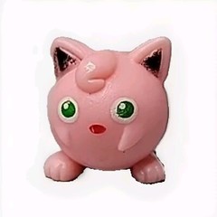 Fake Jiggly Puff Small Green Eyes Pink Dark Ears Filled With Black Red Lips