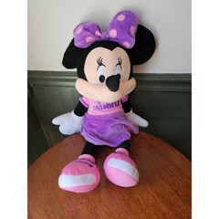 Jumbo lg Disney Minnie Mouse Plush Toy Just Play Purple Polka Dot Bow Pink Shirt