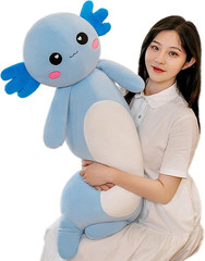 Cute Long Axolotl Plush Pillow – Soft Stuffed Animal Toy for Kids (65cm, Blue)