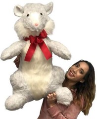 Big Plush Giant Stuffed Hamster 33 inch Soft Plush Gray Plush Animal Made in USA