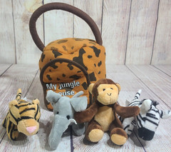 Plush My Jungle House Carrier Animal Set Sound Works Brown 3″-6″ Unbranded