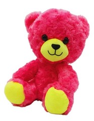 Pink And Yellow Teddy Bear Plush 11″ Sitting Stuffed Animal Neon A&A Global