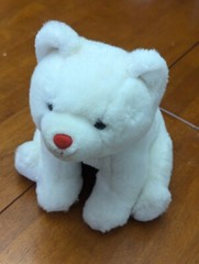 Lucky Plush Toys Inc Vintage White Polar Bear Red Nose Sitting Stuffed Animal