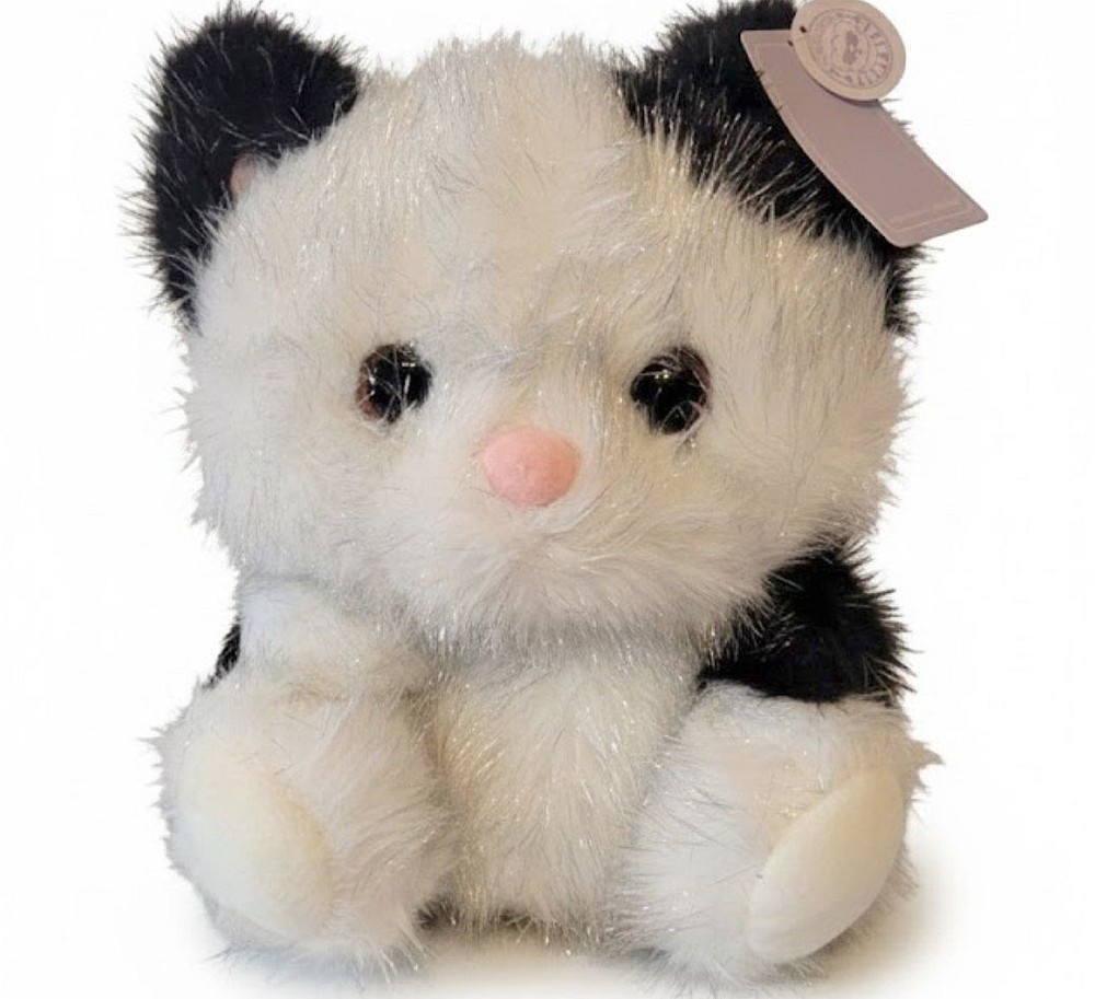 Beverly Hills Teddy Bear Co Shimmers Kitten, 9″ Plush Black and White Cat