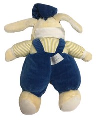 Vtg K.B. Bros Inc Plush Bunny Rabbit Stuffed Animal Striped Shirt Overalls Hat