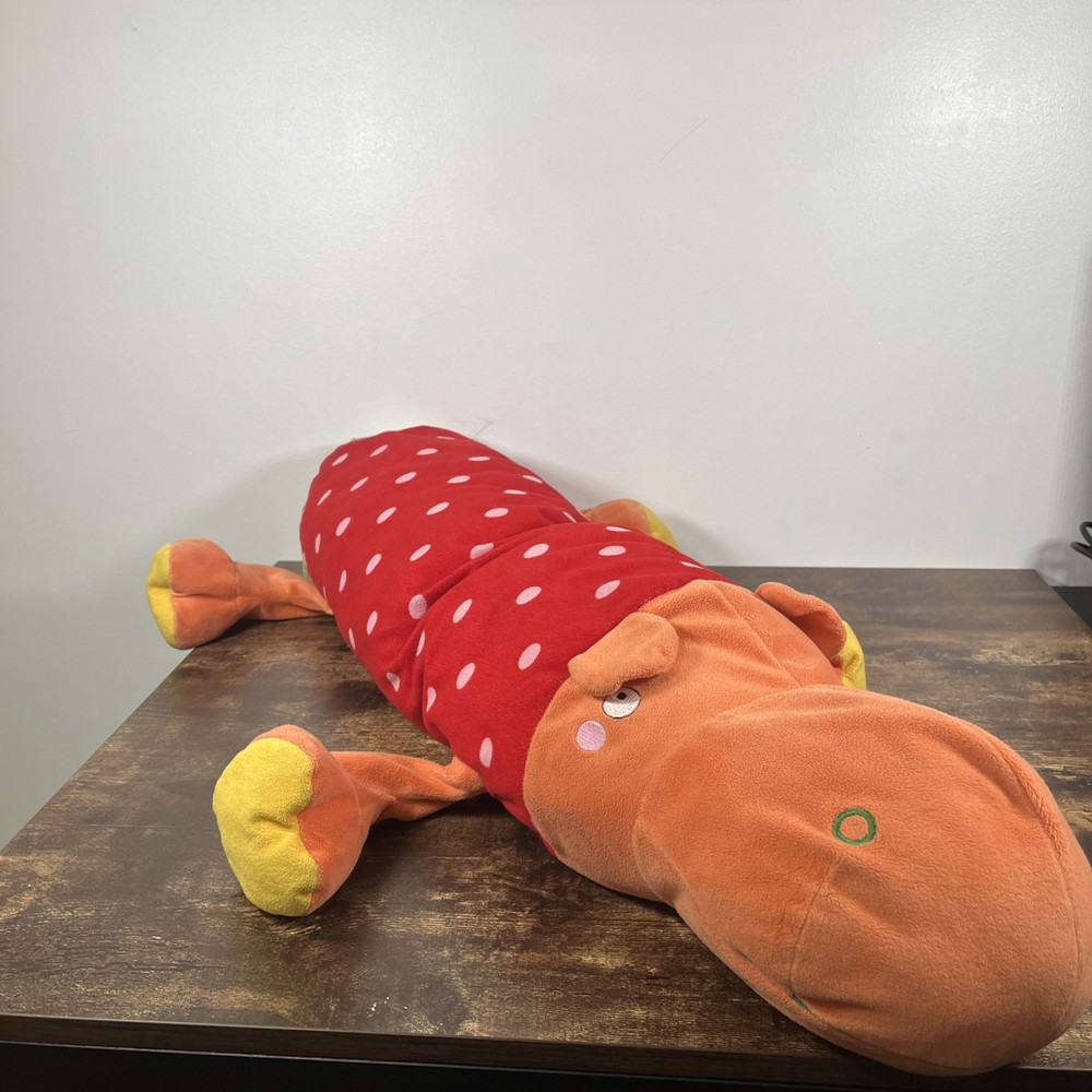 Ikea Barnslig Flodhast Hippo 30 Inch Plush Stuffed Animal Red Orange Polka Dots