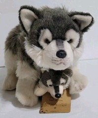 Nat & Jules Demdaco Animal Craft Wolf Mom & Pup Plush Toy Stuffed Animal New