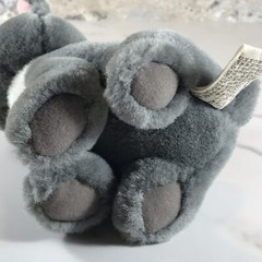VINTAGE CASCADE TOYS GRAY WHITE SITTING KITTEN PLUSH GREEN EYES STUFFED ANIMAL