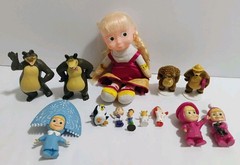 Masha & The Bear Characters Lot Including 8″ Plush Doll