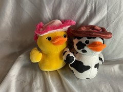 Way To Celebrate! Cowboy Cow Print Duck Plush Cowgirl Duck Stuffed Animal Lot 6”