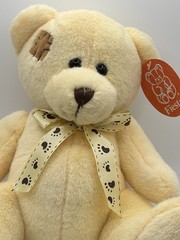 Vintage FIESTA Teddy Bear Patch Crème Brown Stuffed Animal 8” Ribbon A35049