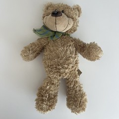 First & Main “Witherspoon” Teddy Bear Plush #1230 Brown With Green/Blue Bow 11”