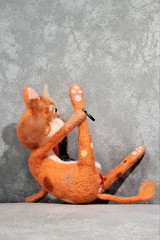 OOAK Funny Neutered Cat “Lord BezBubentsov”–Handmade Artist Toy,Crazy Cat