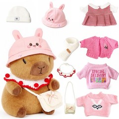 10.2″ Brown Capybara Plush Toy with 9 Clothes and Accessories Super Soft Capy.