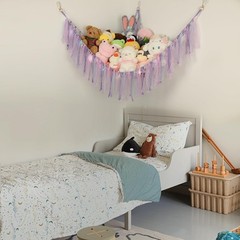 Stuffed Animal Hammock Storage Net with LED Lights for Kids Room 59 Inch